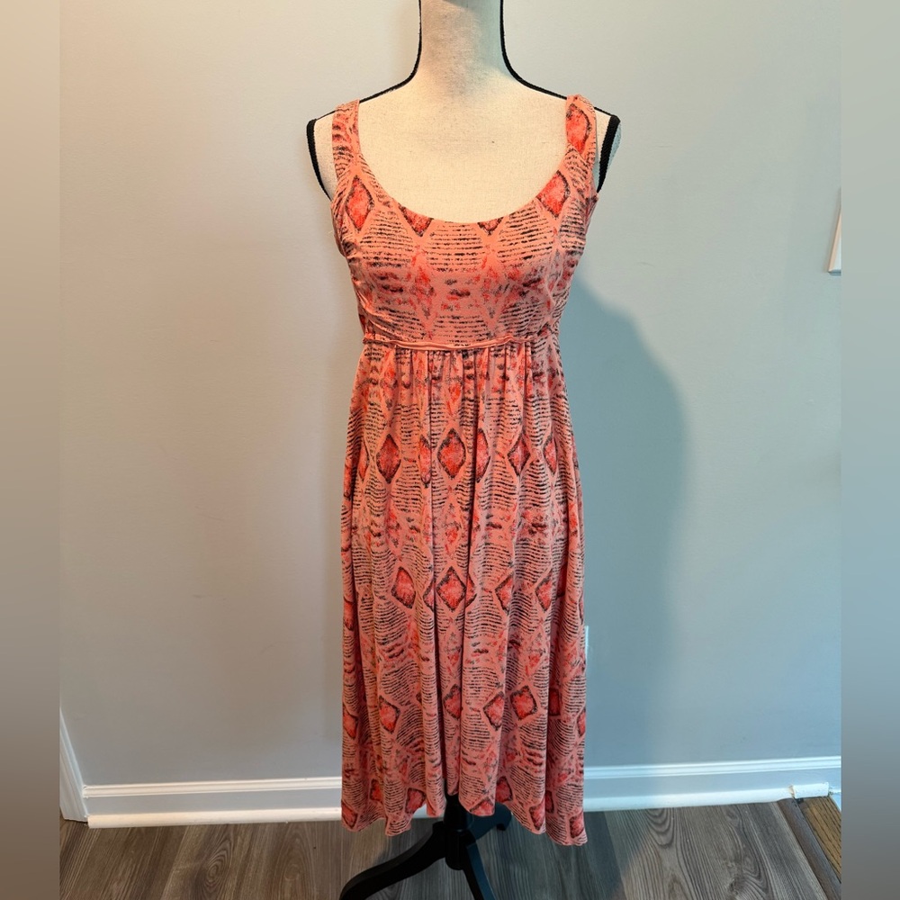 Fresh Produce Smocked Handkerchief Hem Peach Dress Women’s size Small Beach